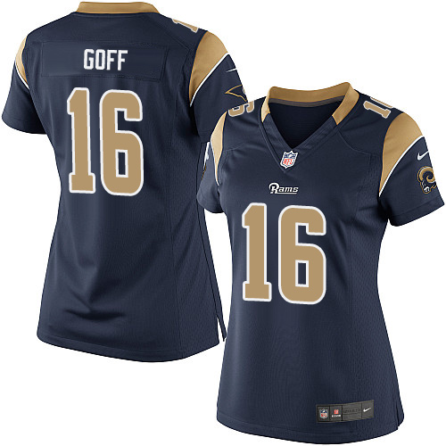 Women's Limited Jared Goff Nike Jersey Navy Blue Home - #16 NFL Los Angeles Rams